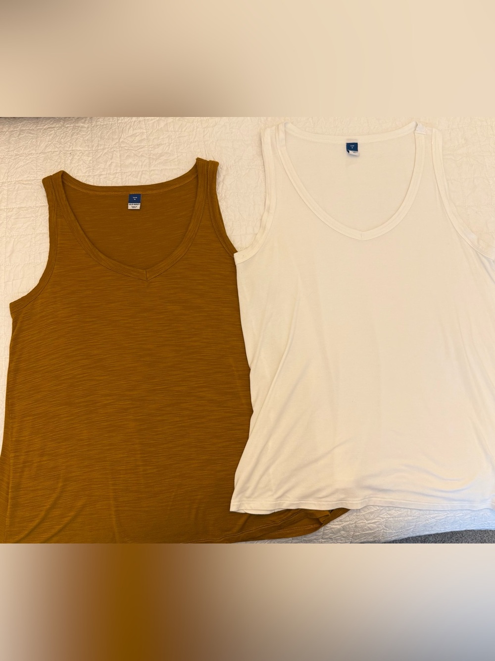 Old Navy Set of 2 White and Gold Luxe Tank Tops